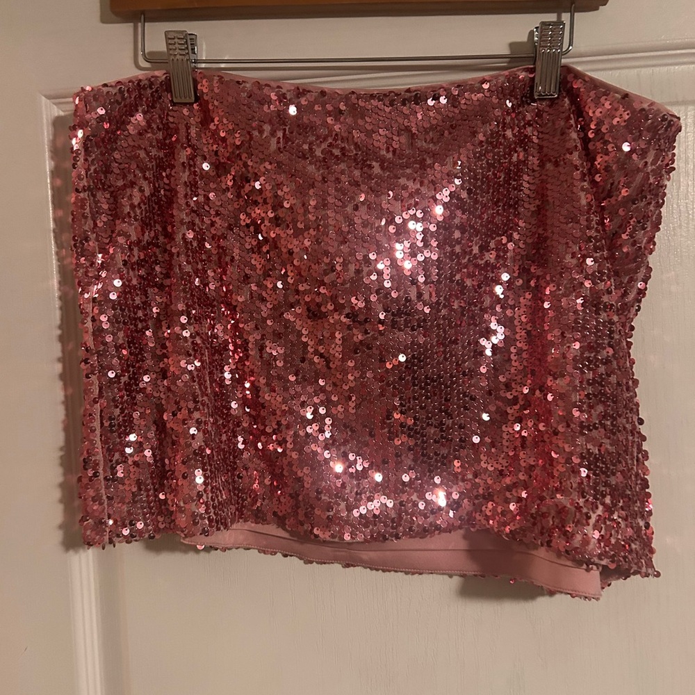 Reformation Saviolla Pink Sequin Skirt - Size 12 - Picture 4 of 7